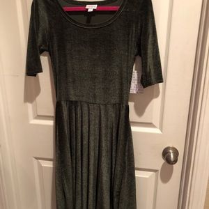 Lularoe Emerald Green Velvet Nicole Dress Medium